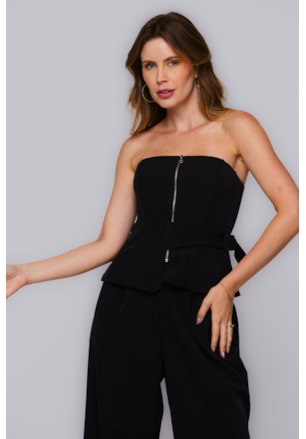 CONJUNTO TOP E CALÇA PANTALONA PREGAS LONDON SPAN