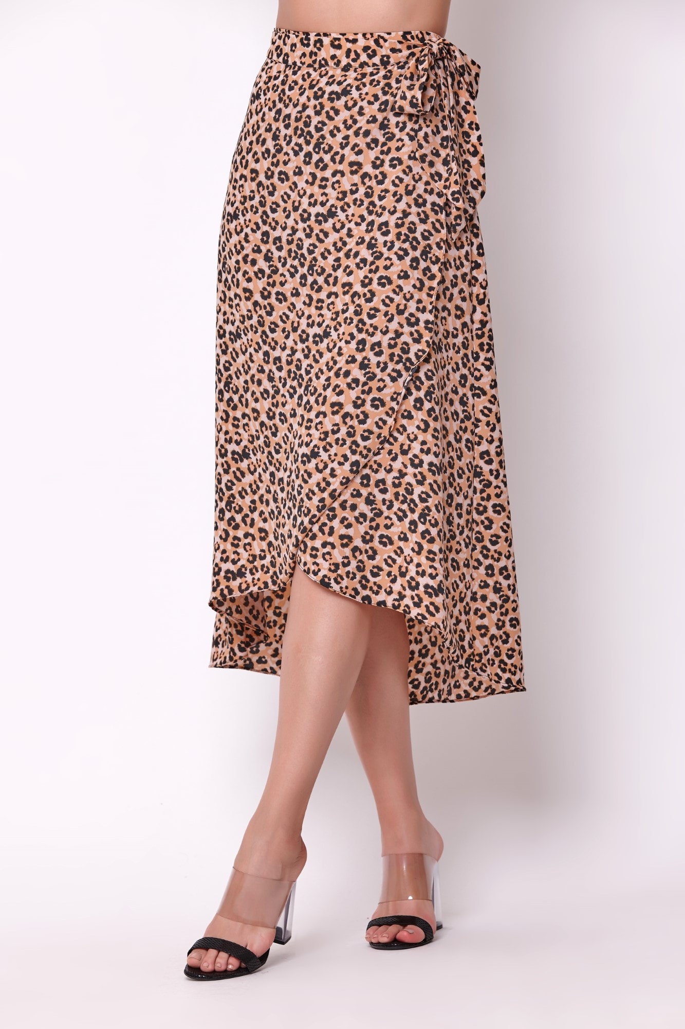 saia midi transpassada animal print