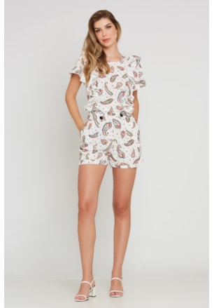 Shorts Curto Oasis Paisley Az Moda Shorts Curto Oasis Paisley Az Moda