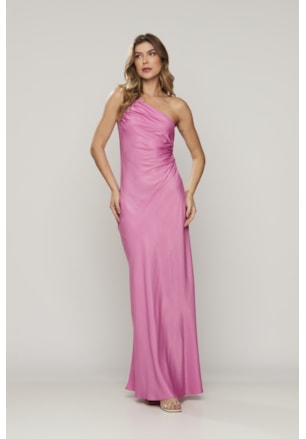 VESTIDO LONGO ALÇA ÚNICA CETIM DOUBLE SIDE