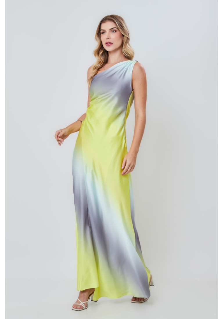 VESTIDO LONGO ALÇA UNICA CETIM FRIDA