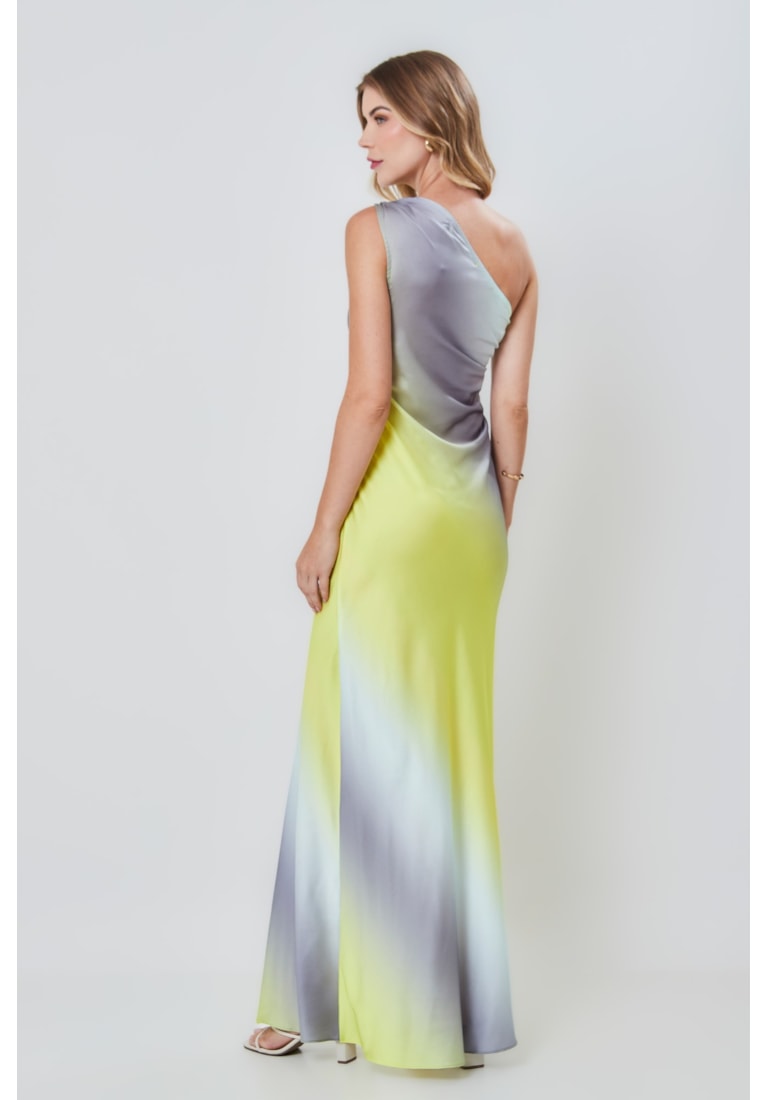 VESTIDO LONGO ALÇA UNICA CETIM FRIDA