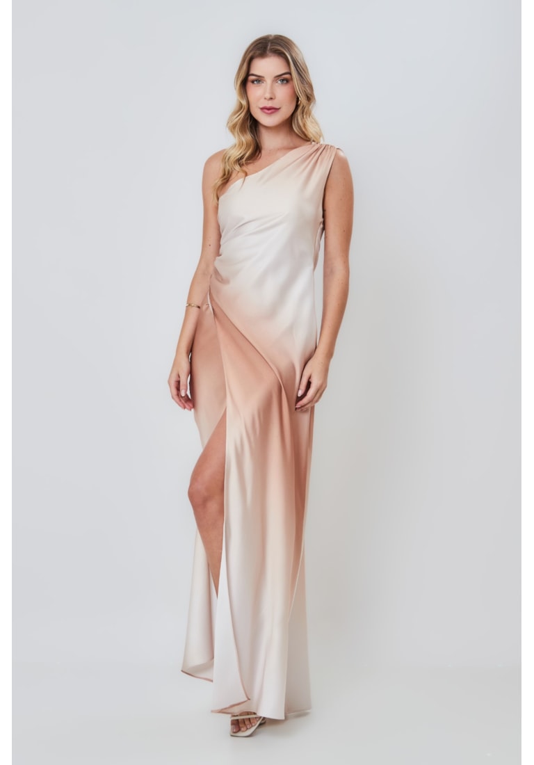 VESTIDO LONGO ALÇA UNICA CETIM FRIDA