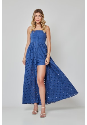 VESTIDO LONGO COM SHORTS COQUILLE