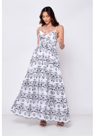 VESTIDO LONGO LAISE BICOLOR