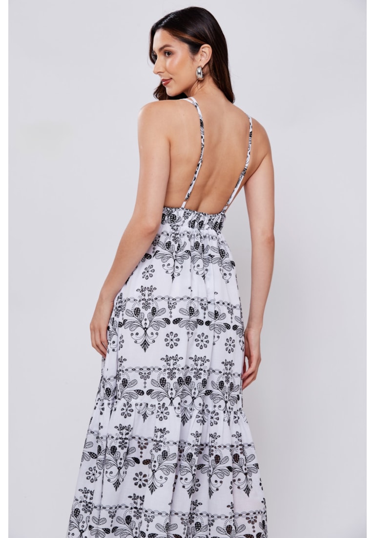 VESTIDO LONGO LAISE BICOLOR