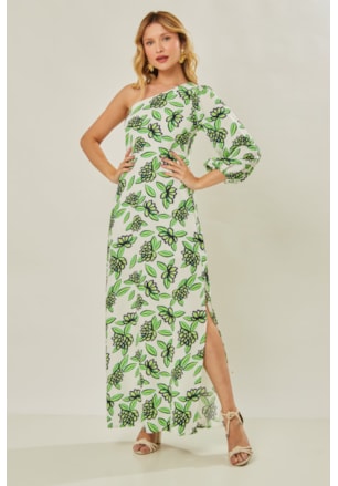 VESTIDO LONGO OMBRO ÚNICO LINA FLORAL