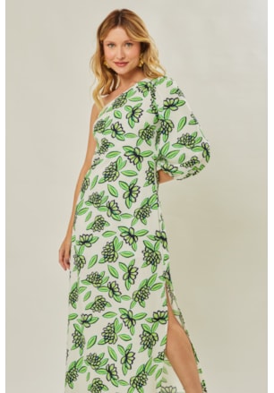 VESTIDO LONGO OMBRO ÚNICO LINA FLORAL