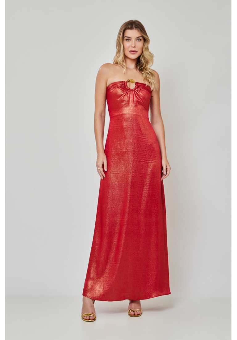 VESTIDO LONGO TOMARA QUE CAIA ARGOLA SATIN FOIL