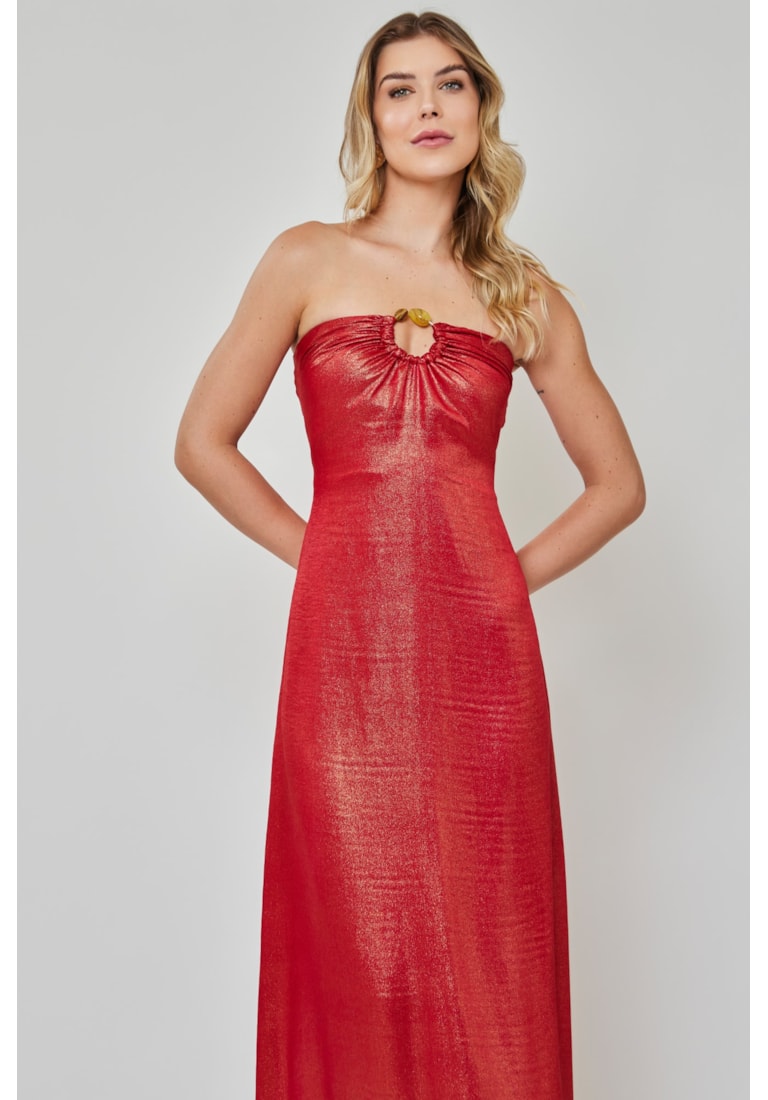 VESTIDO LONGO TOMARA QUE CAIA ARGOLA SATIN FOIL