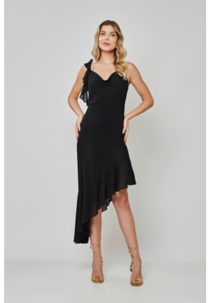 VESTIDO MIDI BABADO AVA