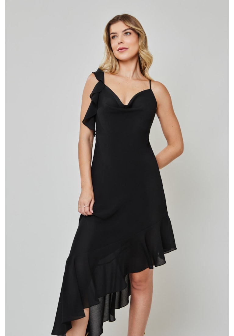 VESTIDO MIDI BABADO AVA