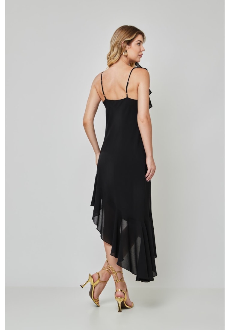 VESTIDO MIDI BABADO AVA