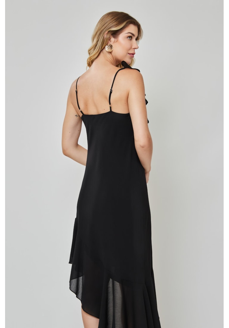 VESTIDO MIDI BABADO AVA