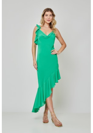 VESTIDO MIDI BABADO AVA