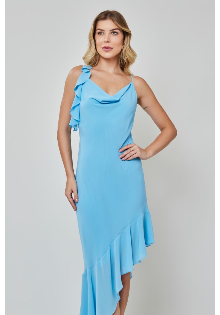 VESTIDO MIDI BABADO AVA