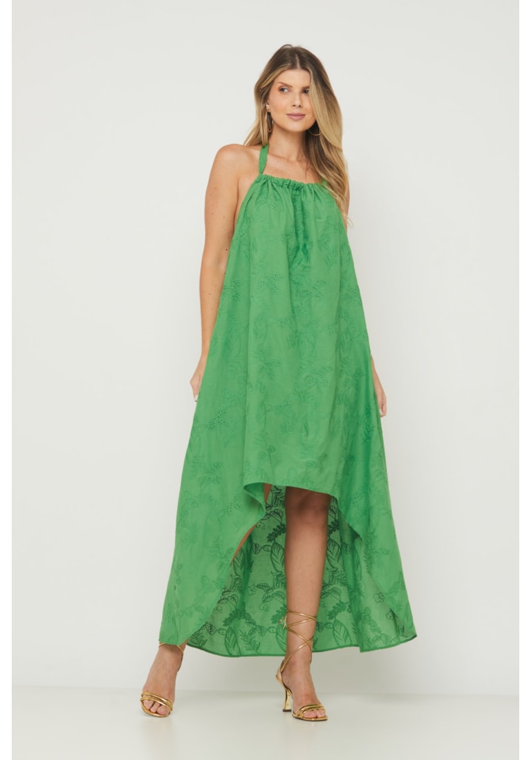 Vestido Midi Verde Frente Unica